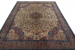 Surface texture of 1970s Bijar rug with natural Wool and intricate pattern