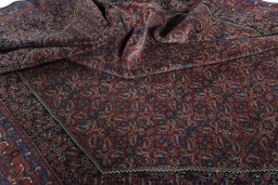 Close-up detail of 1930s Bijar rug from Iran / Persia showing Wool weave