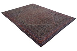 Close-up detail of 1930s Bijar rug from Iran / Persia showing Wool weave
