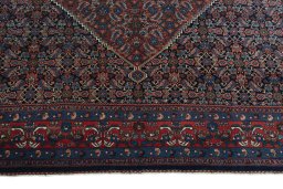 Close-up detail of 1930s Bijar rug from Iran / Persia showing Wool weave