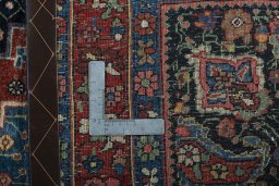 Surface texture of 1930s Bijar rug with natural Wool and intricate pattern