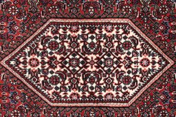 Close-up detail of New Bijar rug from Iran / Persia showing Wool weave