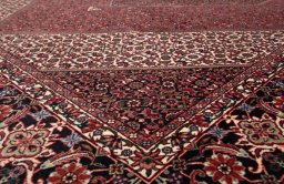Close-up detail of New Bijar rug from Iran / Persia showing Wool weave