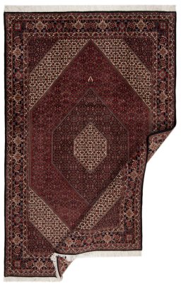 Close-up detail of New Bijar rug from Iran / Persia showing Wool weave