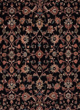 Corner detail of New Bijar rug showing border pattern and Wool pile