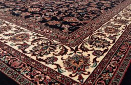 Close-up detail of New Bijar rug from Iran / Persia showing Wool weave
