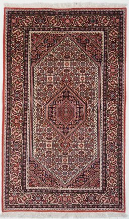 Full view of New Bijar rug from Iran / Persia, 178 × 105 cm in Multi Color tones