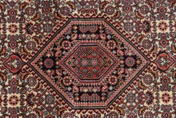 Close-up detail of New Bijar rug from Iran / Persia showing Wool weave