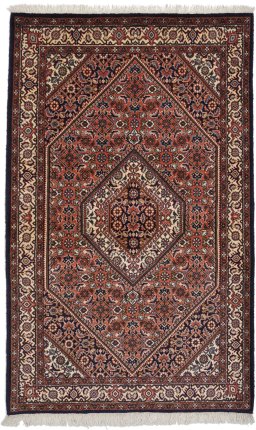 Full view of New Bijar rug from Iran / Persia, 178 × 110 cm in Multi Color tones