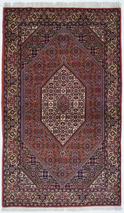 Full view of New Bijar rug from Iran / Persia, 172 × 110 cm in Multi Color tones