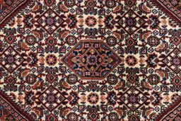 Close-up detail of New Bijar rug from Iran / Persia showing Wool weave