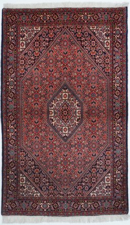 Full view of New Bijar rug from Iran / Persia, 182 × 110 cm in Multi Color tones