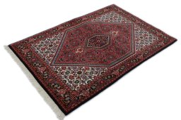 Close-up detail of New Bijar rug from Iran / Persia showing Wool weave