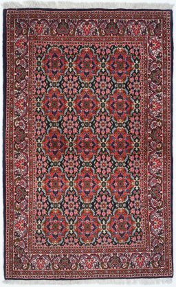 Full view of New Bijar rug from Iran / Persia, 175 × 110 cm in Multi Color tones