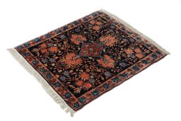 Close-up detail of 1920s Bijar rug from Iran / Persia showing Wool weave