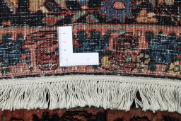 Close-up detail of 1920s Bijar rug from Iran / Persia showing Wool weave