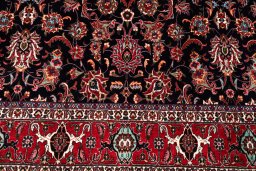 Close-up detail of 2020s Bijar rug from Iran / Persia showing Wool weave
