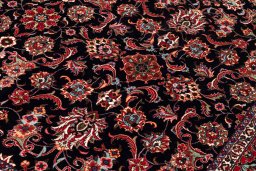 Backside of handmade 2020s Bijar rug showing knot structure and weave density