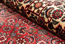 Close-up detail of 2020s Bijar rug from Iran / Persia showing Wool weave