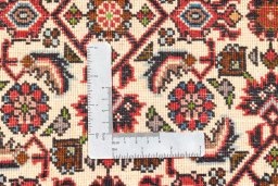 Backside of handmade 2020s Bijar rug showing knot structure and weave density