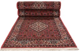 Close-up detail of New Bijar rug from Iran / Persia showing Wool weave