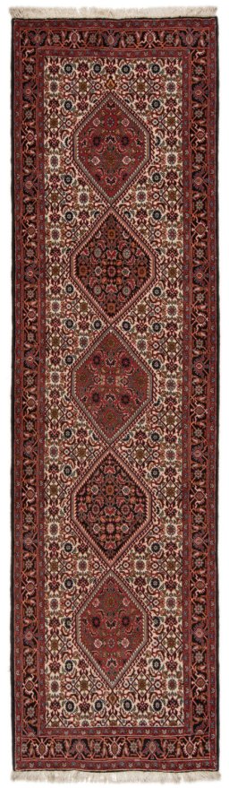 Full view of New Bijar rug from Iran / Persia, 307 × 85 cm in Multi Color tones