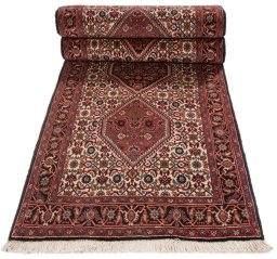 Close-up detail of New Bijar rug from Iran / Persia showing Wool weave