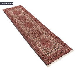 Close-up detail of New Bijar rug from Iran / Persia showing Wool weave