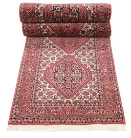 Close-up detail of New Bijar rug from Iran / Persia showing Wool weave