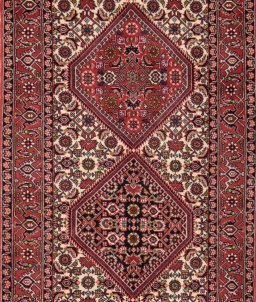Full view of New Bijar rug from Iran / Persia, 299 × 84 cm in Multi Color tones
