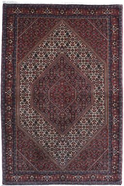 Full view of New Bijar rug from Iran / Persia, 171 × 114 cm in Multi Color tones