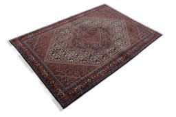 Close-up detail of New Bijar rug from Iran / Persia showing Wool weave