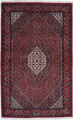 Full view of New Bijar rug from Iran / Persia, 182 × 114 cm in Red tones