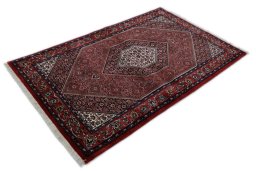 Close-up detail of New Bijar rug from Iran / Persia showing Wool weave