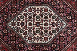 Close-up detail of New Bijar rug from Iran / Persia showing Wool weave