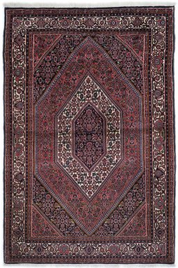 Full view of New Bijar rug from Iran / Persia, 177 × 118 cm in Multi Color tones