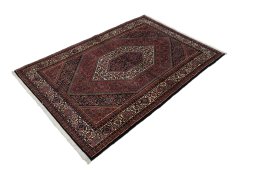 Corner detail of New Bijar rug showing border pattern and Wool pile