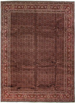 Full view of New Bijar rug from Iran / Persia, 420 × 308 cm in Dark blue tones