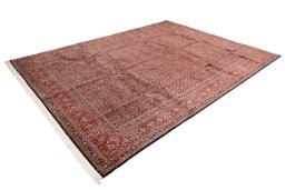 Corner detail of New Bijar rug showing border pattern and Wool pile