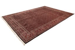 Close-up detail of New Bijar rug from Iran / Persia showing Wool weave