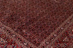 Backside of handmade New Bijar rug showing knot structure and weave density