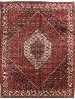 Full view of New Bijar rug from Iran / Persia, 400 × 308 cm in Red tones