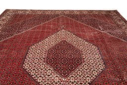 Full view of New Bijar rug from Iran / Persia, 400 × 308 cm in Red tones