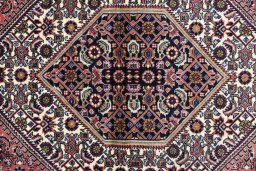 Close-up detail of New Bijar rug from Iran / Persia showing Wool weave