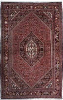 Full view of New Bijar rug from Iran / Persia, 182 × 115 cm in Multi Color tones