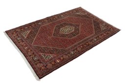 Corner detail of New Bijar rug showing border pattern and Wool pile