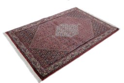 Close-up detail of New Bijar rug from Iran / Persia showing Wool weave