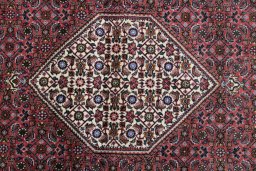 Close-up detail of New Bijar rug from Iran / Persia showing Wool weave