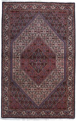 Full view of New Bijar rug from Iran / Persia, 160 × 114 cm in Multi Color tones