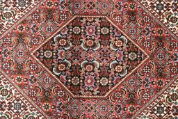 Close-up detail of New Bijar rug from Iran / Persia showing Wool weave